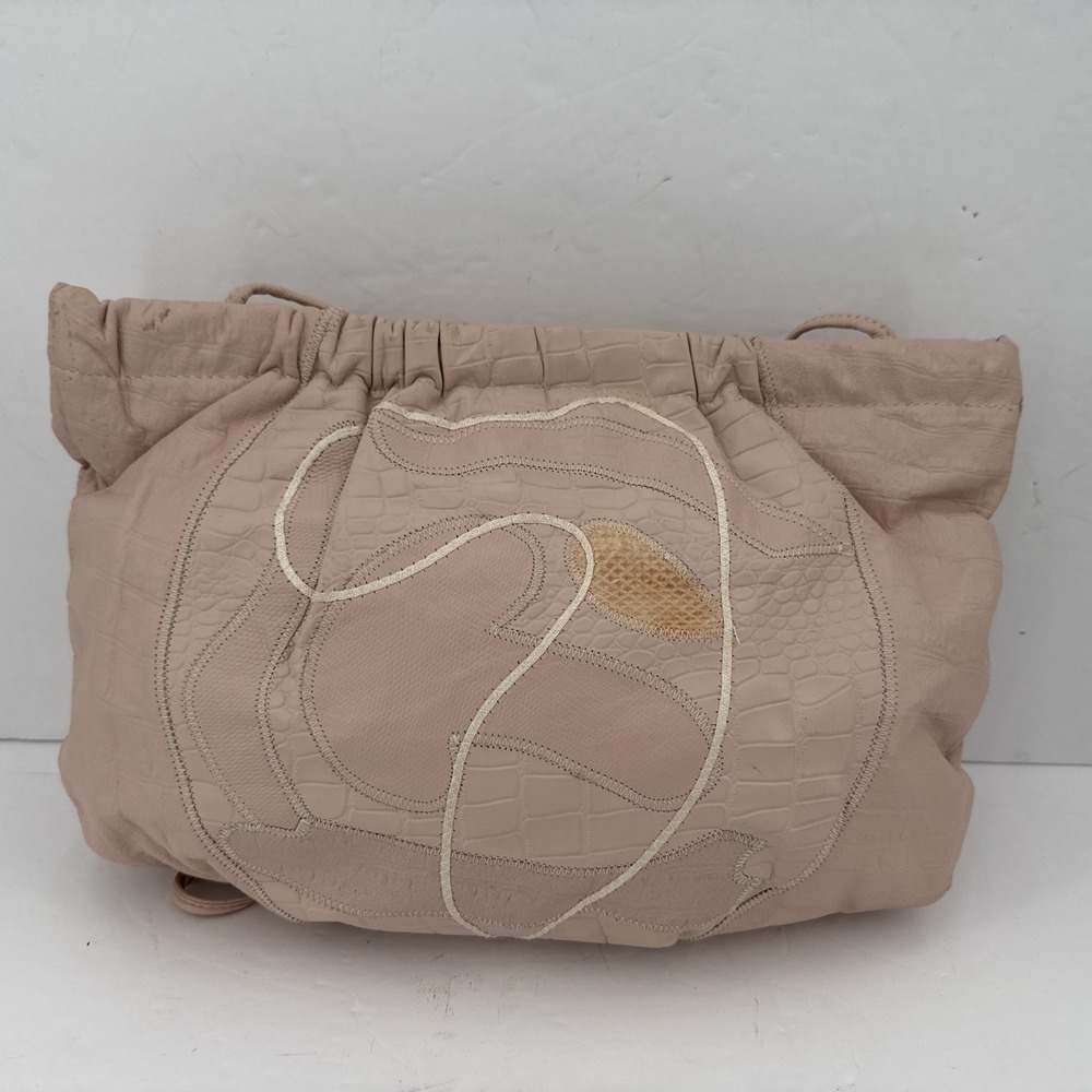Fifth Avenue Handbags USA Faux Leather Patchwork Shoulder Bag Vintage Pale Pink
